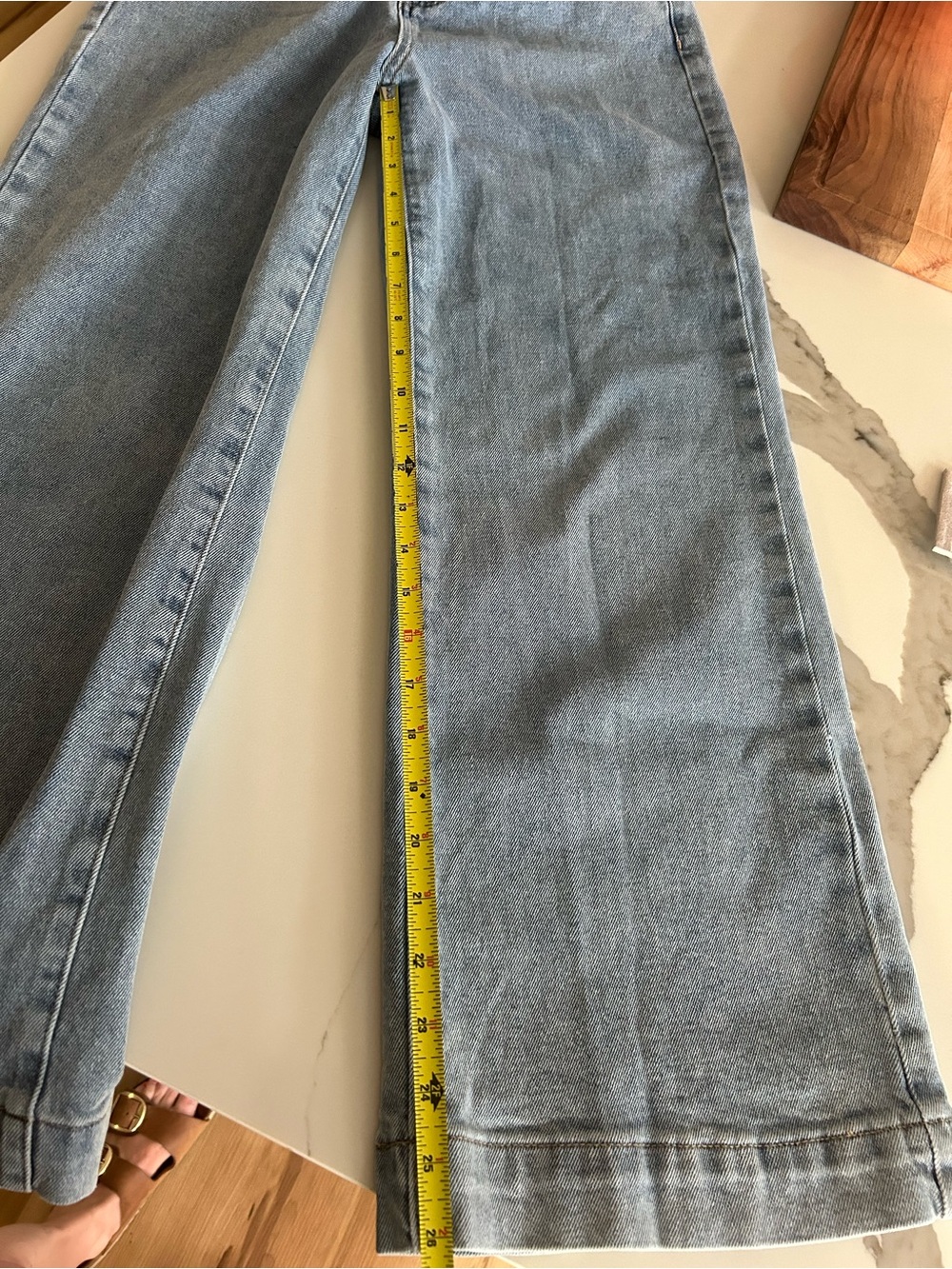 Easy Clothes Size 26 High-Waist Wide-Leg Heart Patch Jeans - Light Blue - Picture 5 of 8